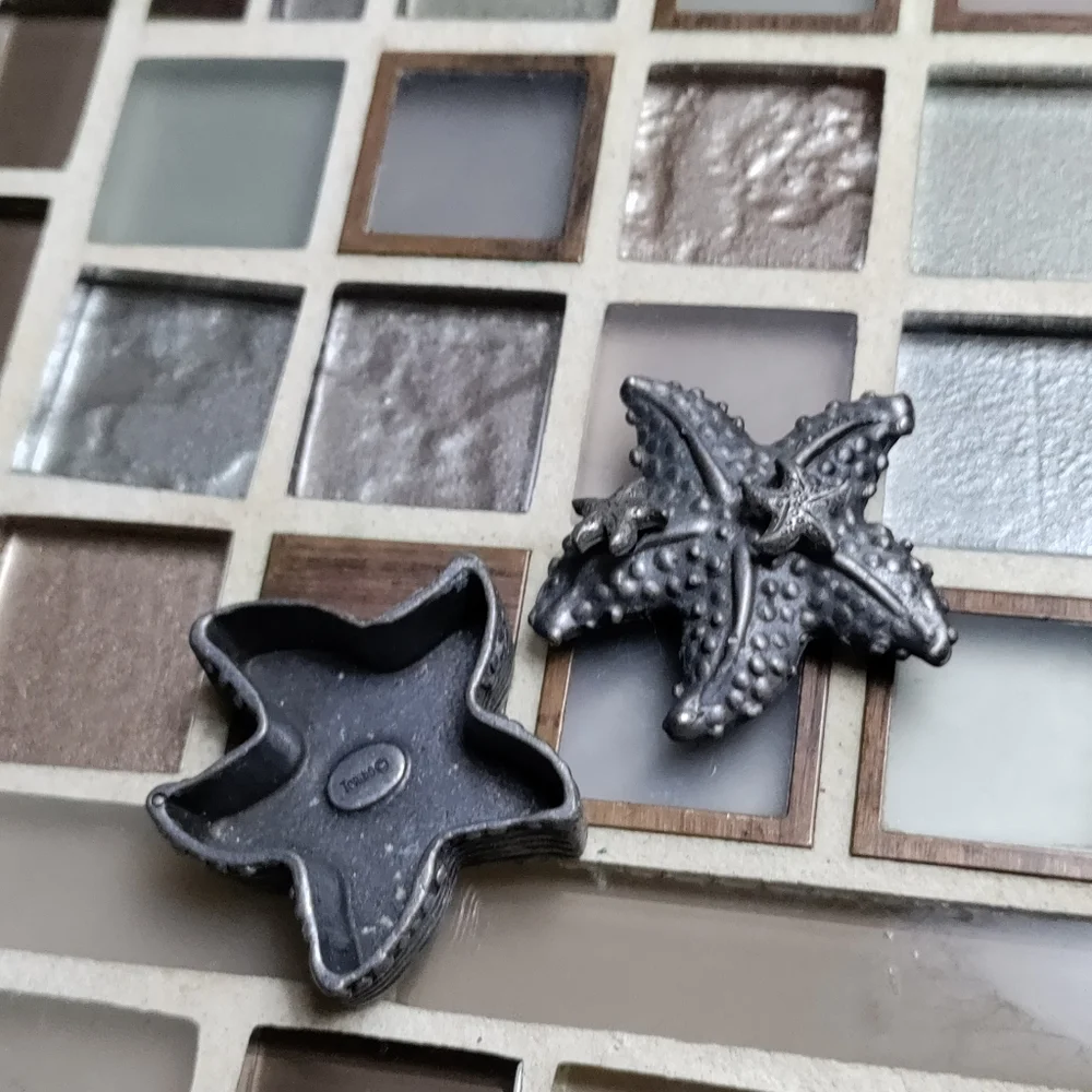 Vintage Torino Starfish Pewter Trinket/brooch/earrings set